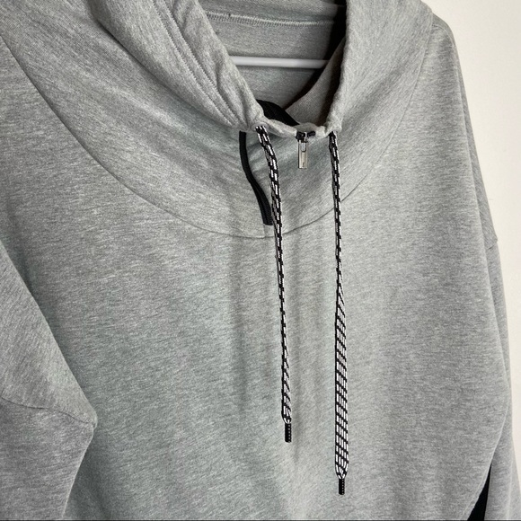 Lucy cowl neck 1/4 zip mesh back grey pullover medium - Picture 2 of 10